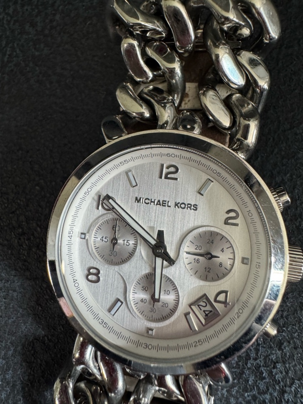 Michael Kors Silver-Tone Women's Chain-Link Chronograph Watch